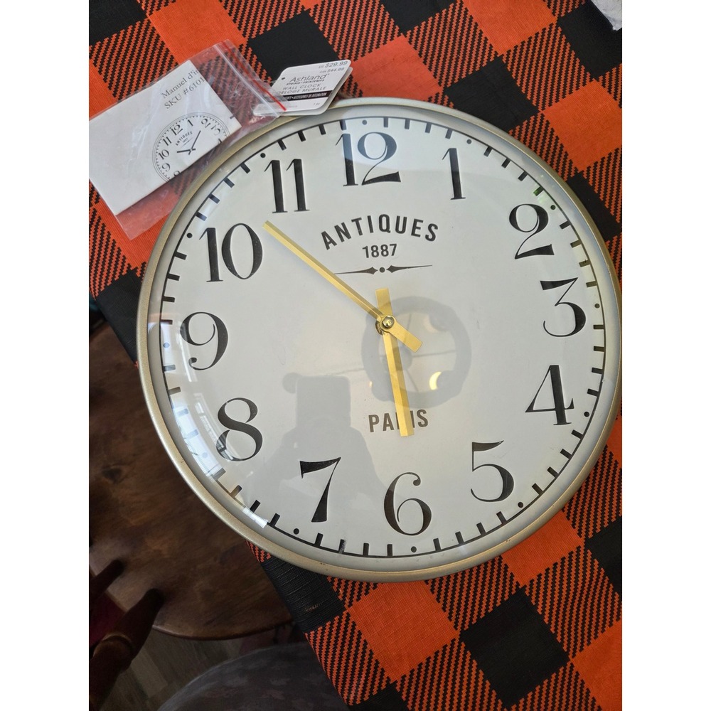 Ashland Spring Antiques 1887 Paris Wall Clock Cream Gold Trim 610115 New